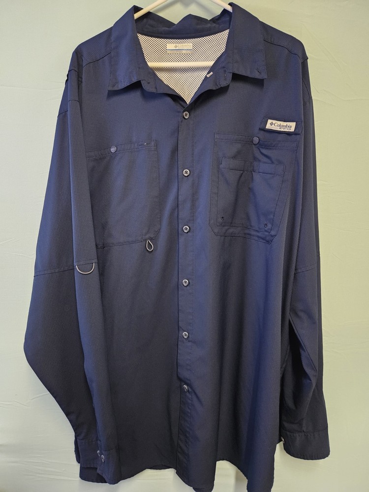 Columbia PFG Long Sleeve Tall Shirt Omni Shade Size 2XT Blue