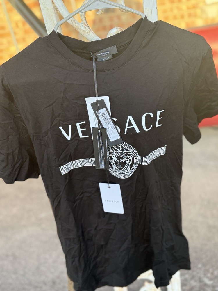 Versace Tailor Fit Medusa Graphic Black Cotton Men's T-Shirt Size M