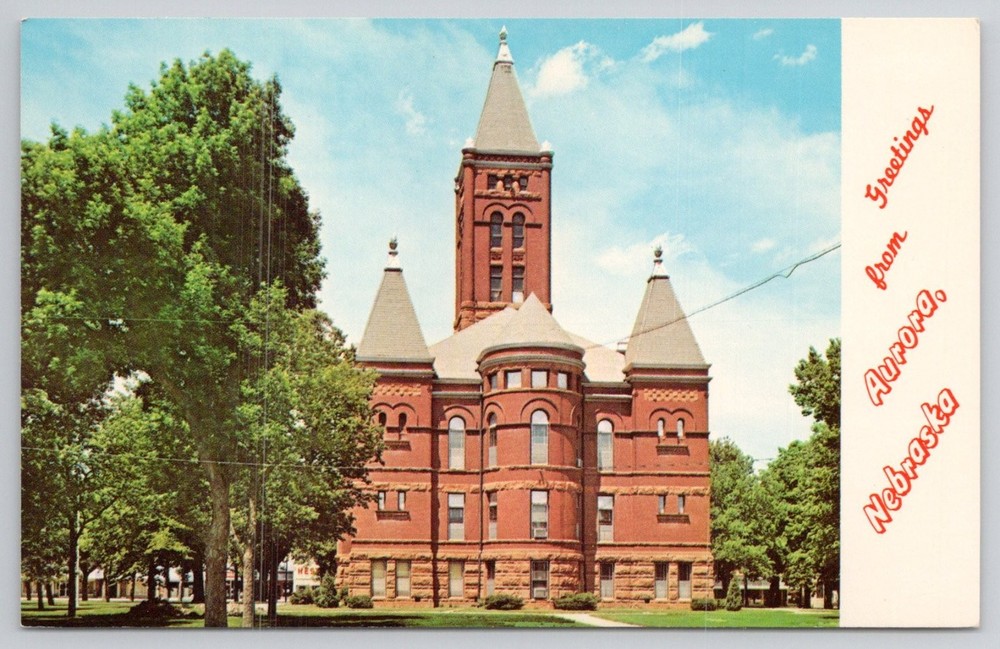 Hamilton County Courthouse Aurora Nebraska Vintage Chrome Postcard