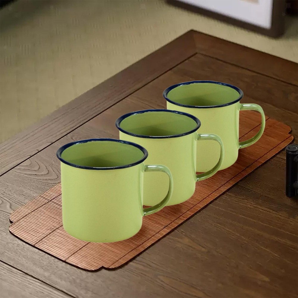 3Pcs Enamel Coffee Mugs Housewarming Gifts Drinkware for Home Dorm Tabletop