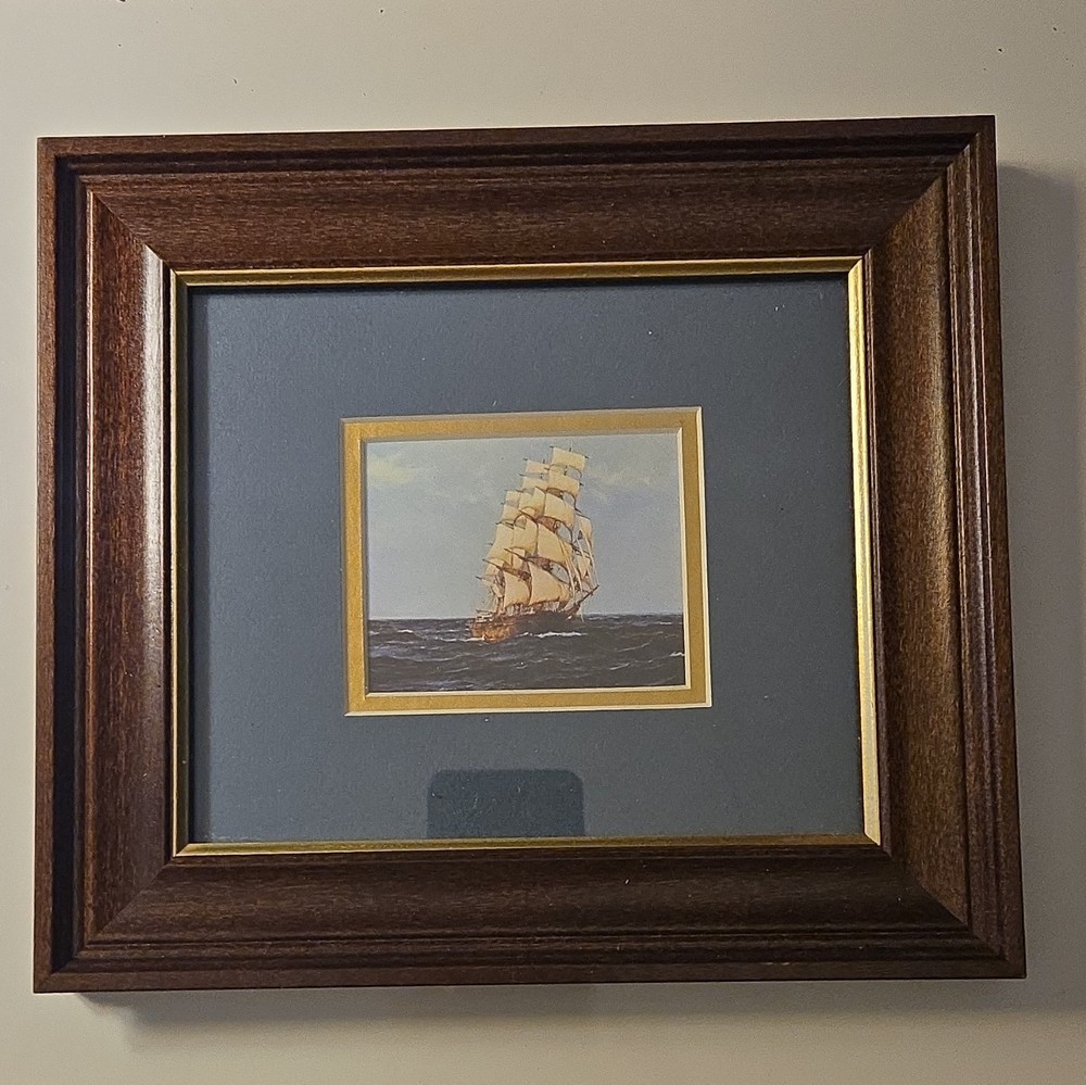 Nautical Sailing Ship Seascape Paper Print, Matted & Framed, Landscape