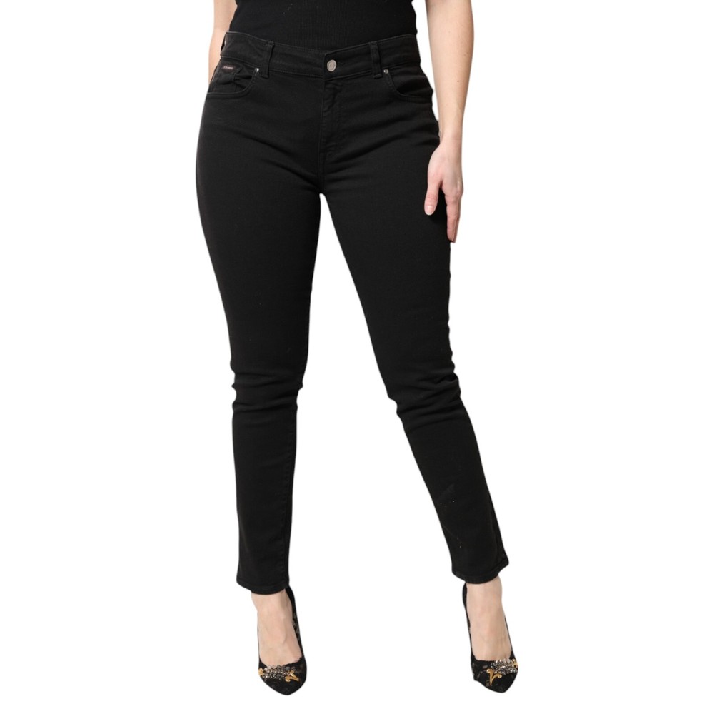 DOLCE & GABBANA Jeans Black Cotton Mid Waisted Skinny Denim IT46/US12/XL 520usd