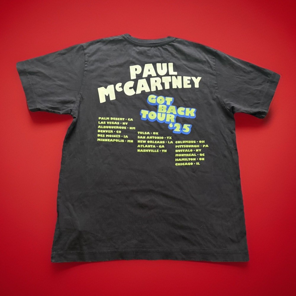Paul McCartney Got Back Tour 2025 Merch Band Shirt City Stops Two Sided Medium