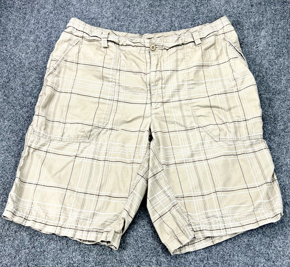 Nike Plaid Shorts Men's 2XL Beige Tan Sportswear Chino Cotton Casual