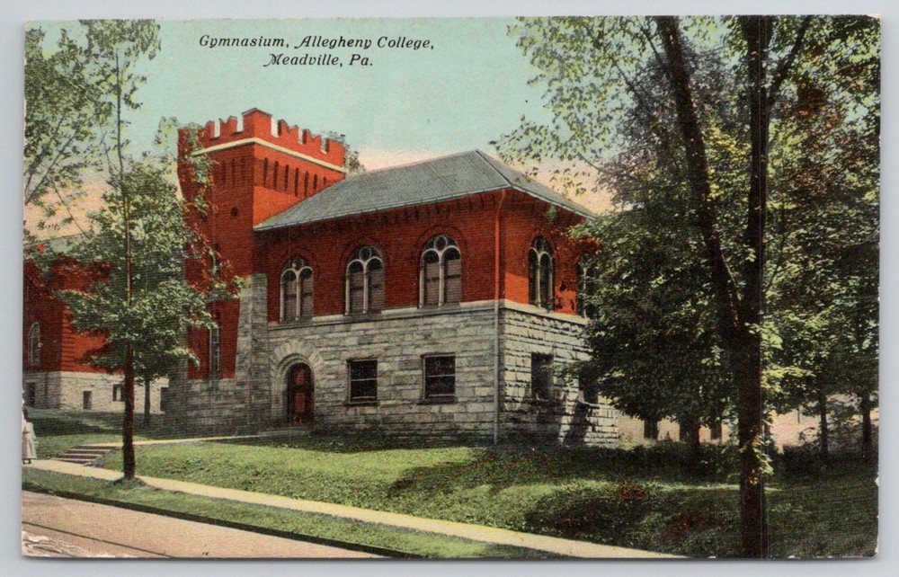 Allegheny College Gymnasium Meadville PA Postcard 1910s F.M. Kirby & Co.