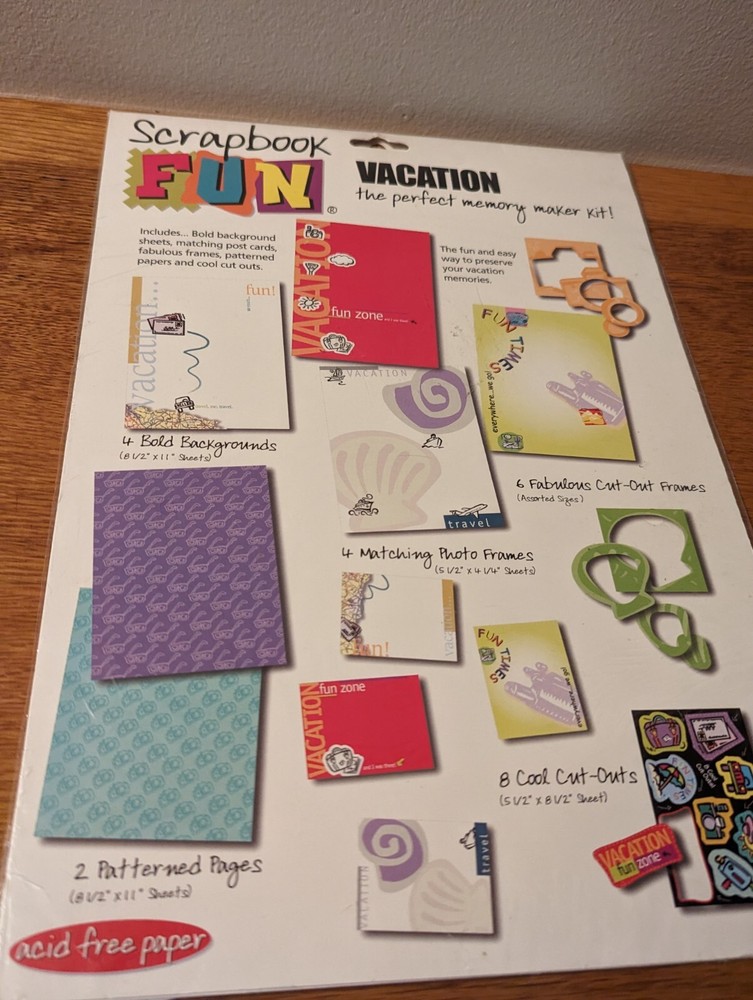 Scrapbook Fun Page Kit VACATION Acid Free Memory Maker Bright Colors-image