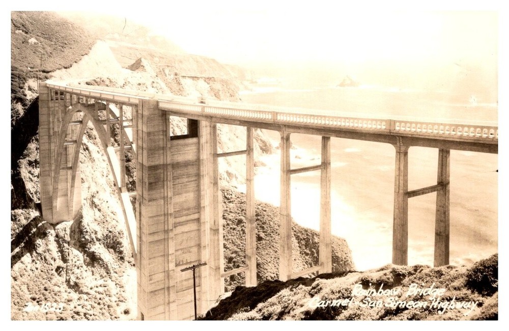 1930s Rainbow Bridge Carmel – San Simeon California Vintage Real Photo Postcard