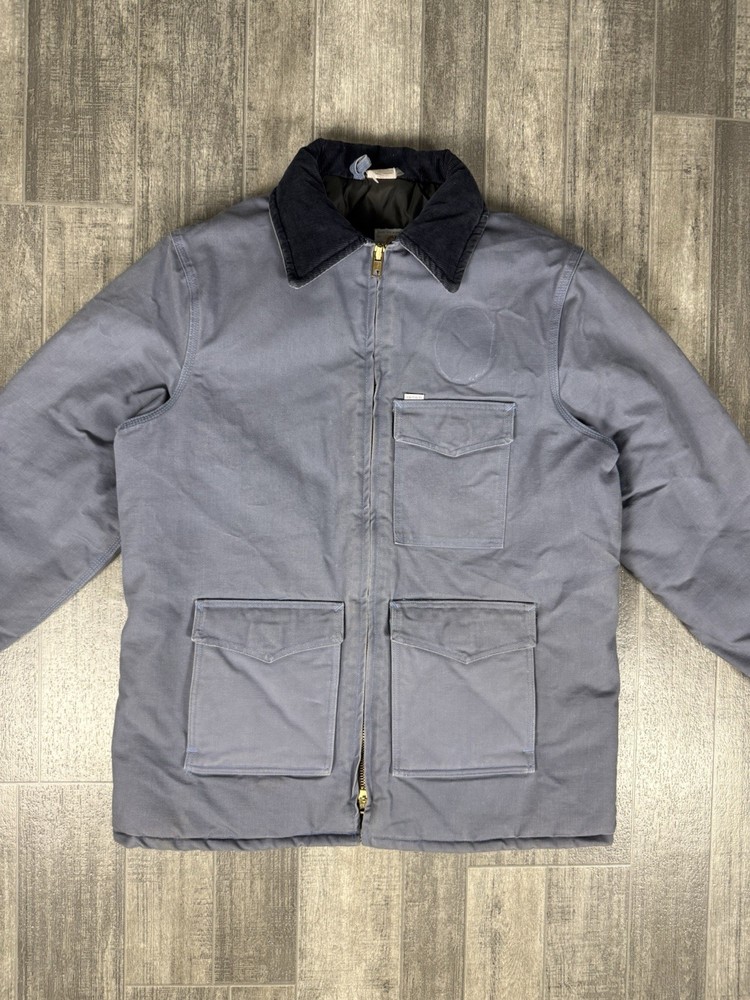 Vintage Carhartt Detroit Jacket Mens XL Blue Duck Canvas Quilt Lined Chore Coat CQ298