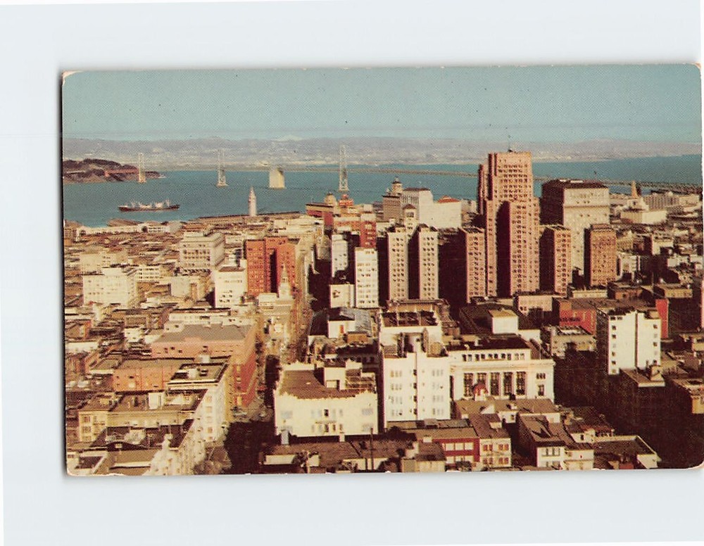 Postcard View from Top O' The Mark San Francisco California USA