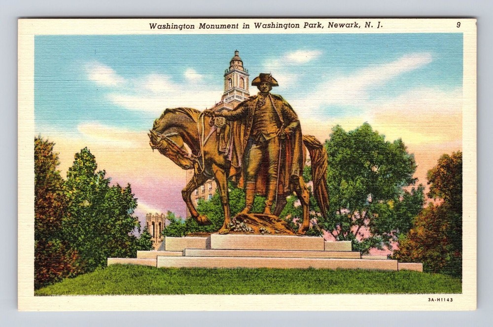Newark NJ- New Jersey, Washington Monument In Washington Park, Vintage Postcard