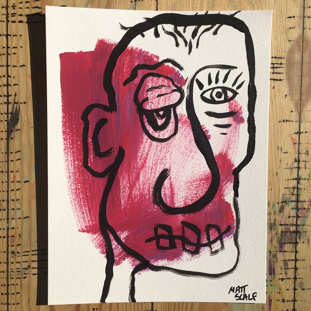Matt Scalf Face Abstract Street Pop Art Graffiti ORIGINAL PAINTING 9x12 Modern