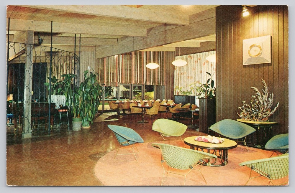 Mark Thomas' INN Del Monte Monterey CA Mid-Century Modern Interior Postcard