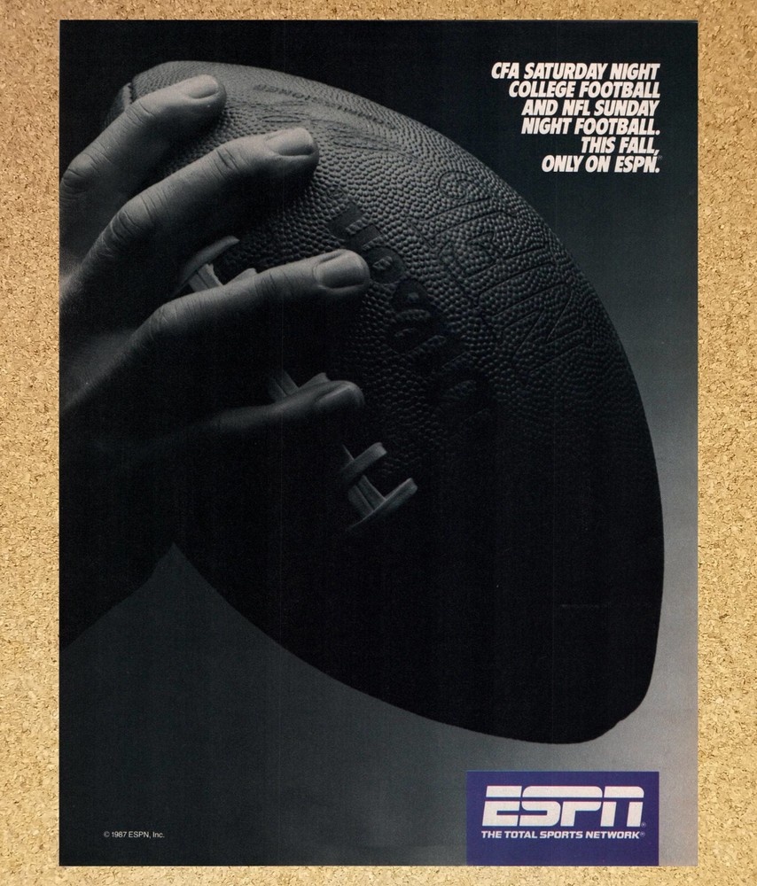 College NFL Wilson Football ESPN - Magazine Print Ads Poster Promo Art 1987