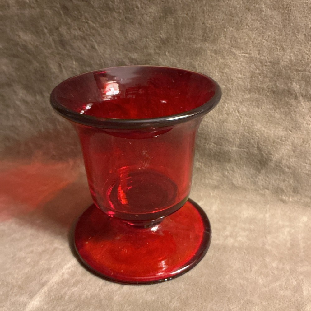 Vintage Duncan Miller Glass Ruby Red Cigarette Holder Candle Votive Holder Cup