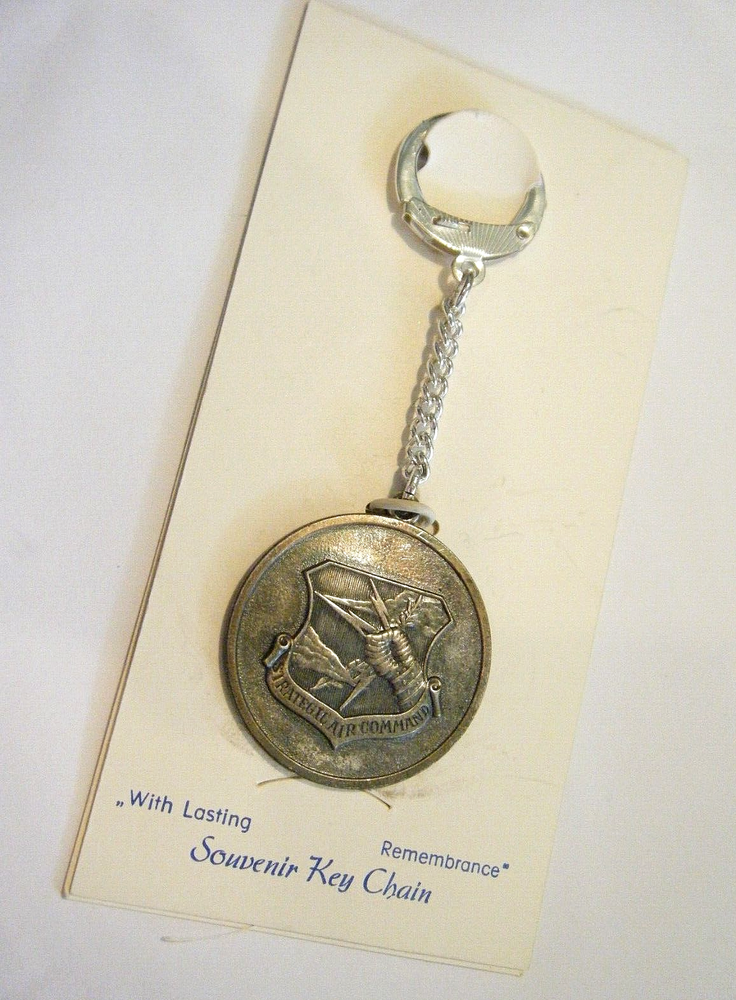 Vintage 50s SAC USAF Strategic Air Command Silver Fob D.B.P Key Chain W. Germany