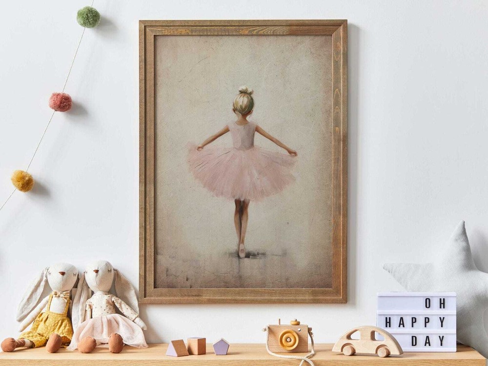 Ballet Nursery Art Vintage Ballerina Print Pink Girls Room Decor Nostalgic