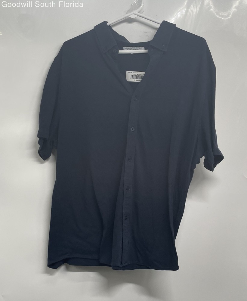 Vince Camuto Mens Blue Short Sleeve Button-Down Collar Button-Up Shirt Size XL