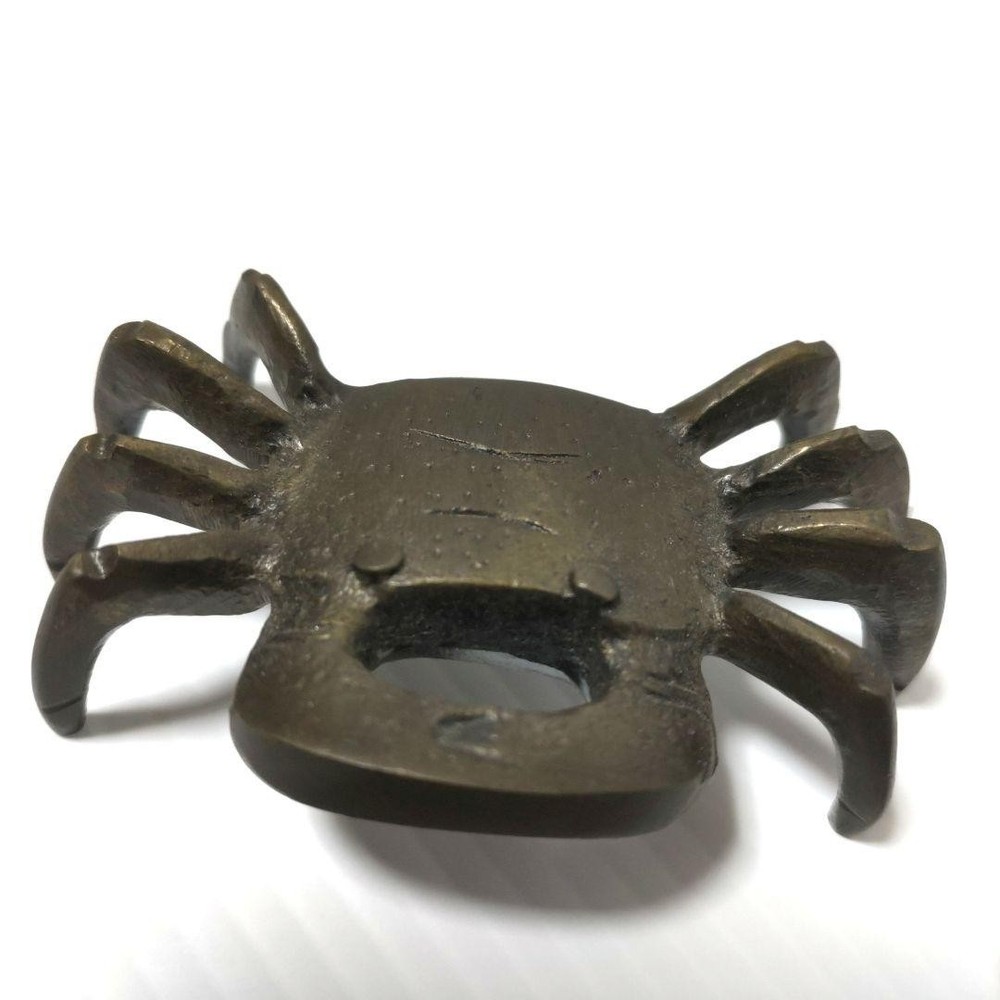 Japanese Bronze Lid Rest Crab Tea Ceremony Tool Utensil Futaoki 2.8 inch