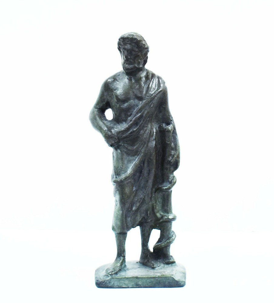 Asclepius God of Medicine Bronze Statue - Rod with Snake - Asclipios