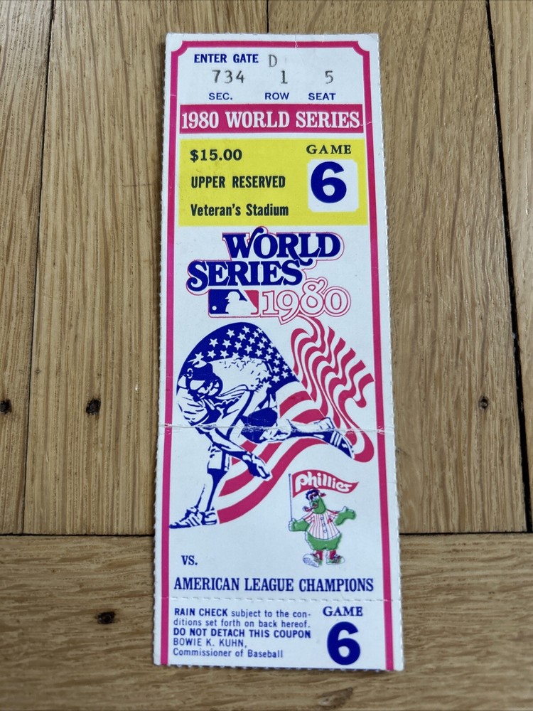 + 1980 Ticket Stub - World Series Clinching Game 6 Phillies Vs Royals
