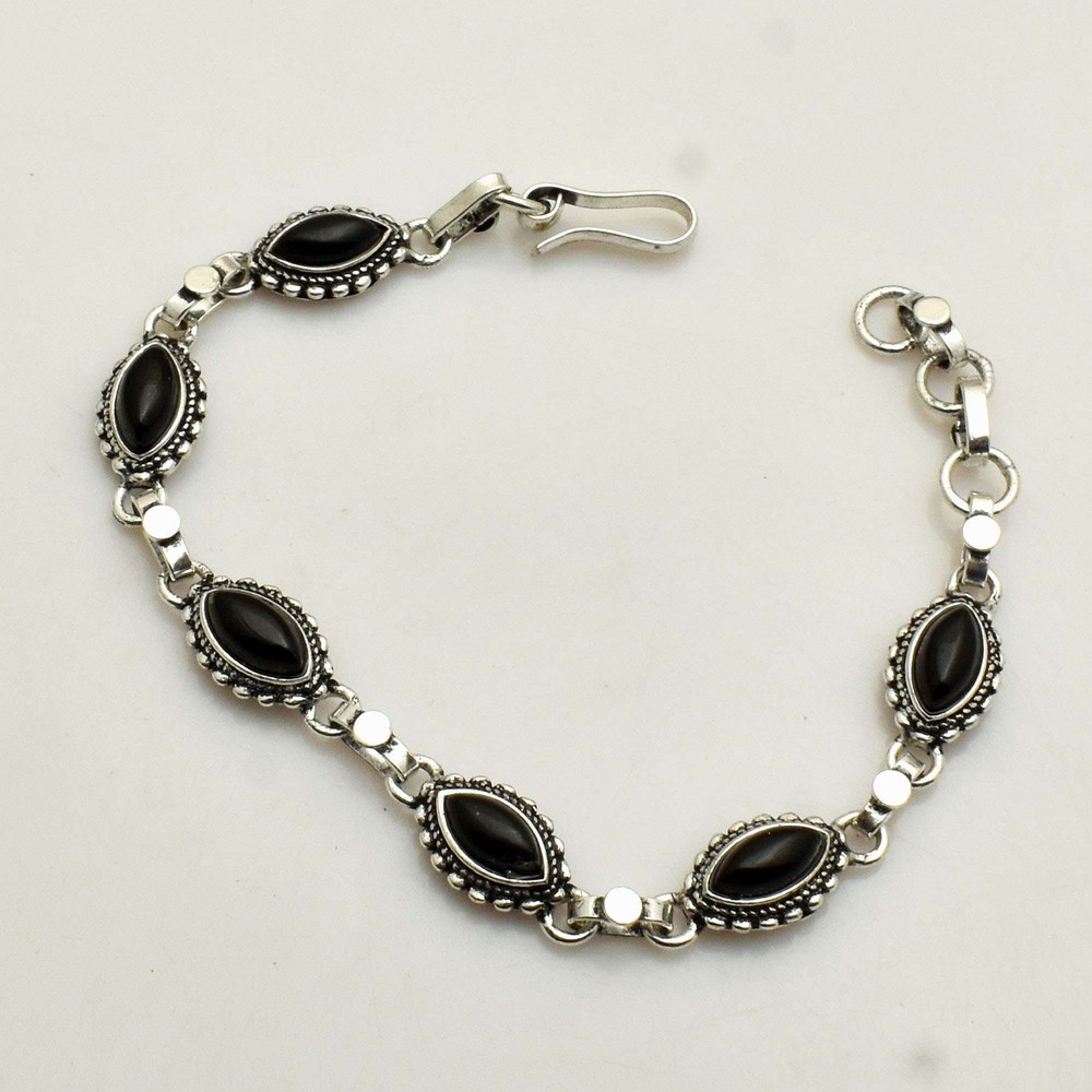 Black Onyx Gemstone Handmade Bracelet 15g Gift for Friend AB 2542