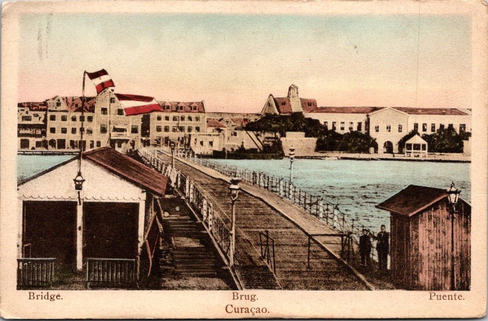 Dr Jim Stamps Postcard Queen Emma Bridge Willemstad Curacao