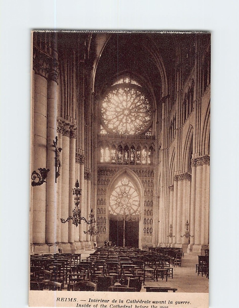 Postcard Inside of the Cathedral before the war Reims France