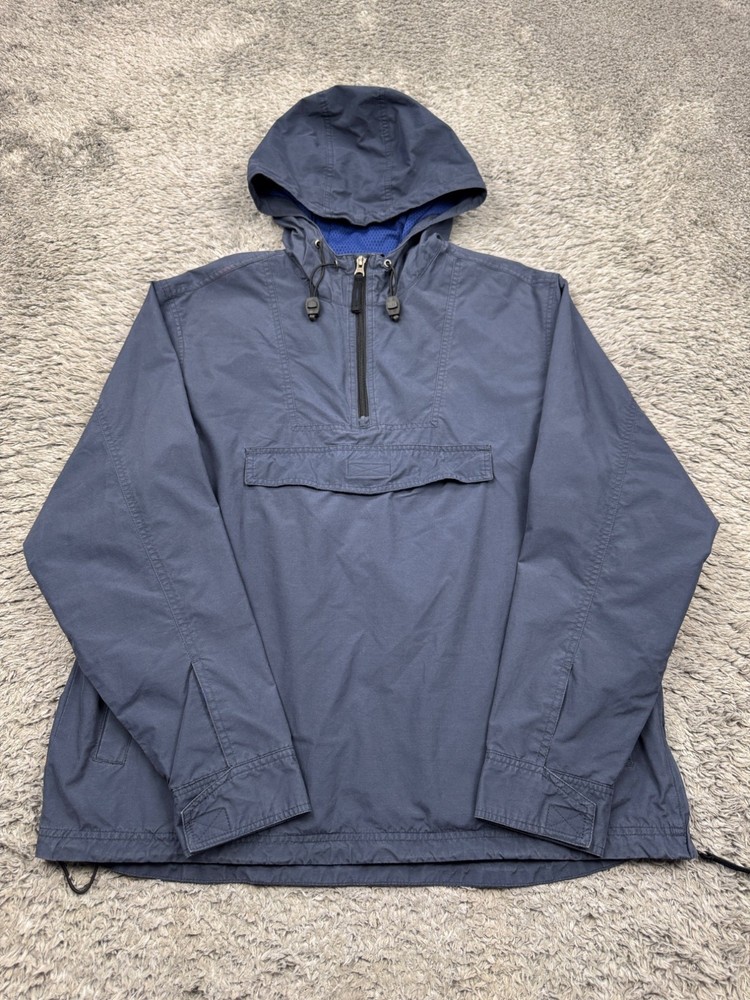 Old Navy Jacket Men Small Navy Blue Hooded 1/4 Zip Windbreaker Pullover Anorak