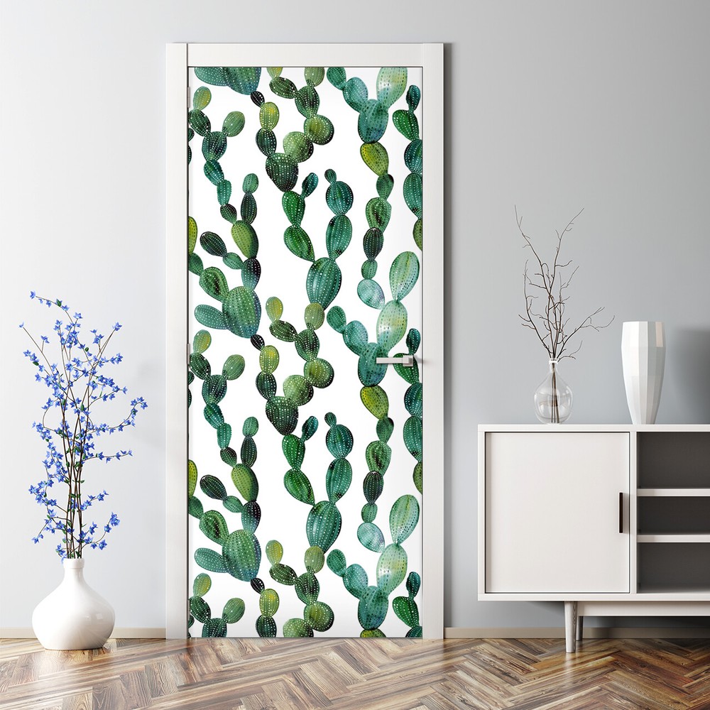 Bubble Free Door sticker Green cactus Boho style Cactus Decal Decor adhesive