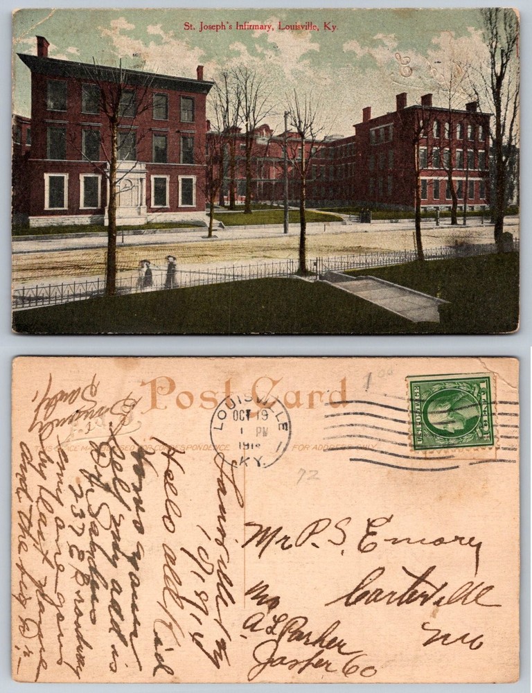 1910 St. Joseph's Infirmary Louisville KY Vintage Postcard Posted