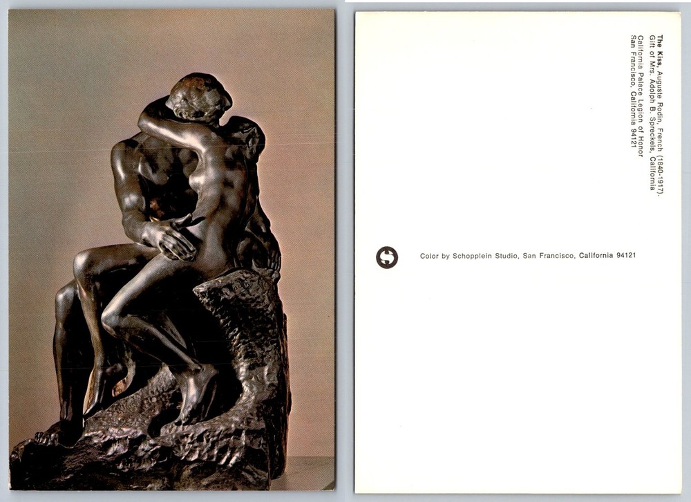 Auguste Rodin The Kiss Sculpture Postcard - SF Legion of Honor Museum Art
