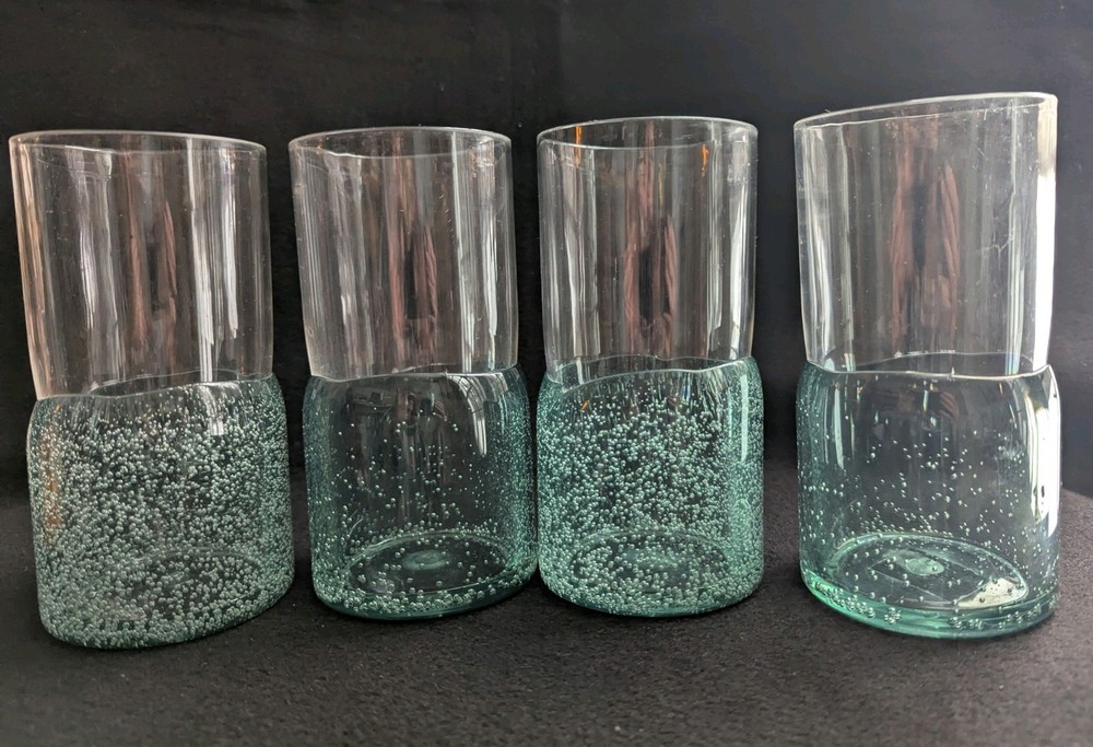 4 Pottery Barn Clear Cold Drink 20oz Plastic Tumblers, Look Like Glass w/Bubbles