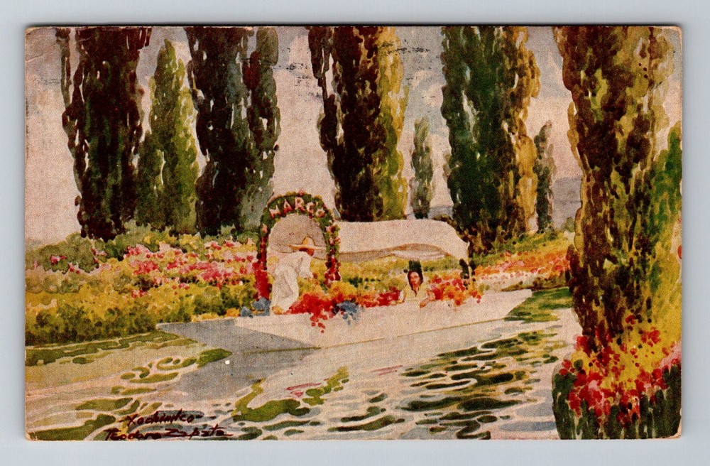 Mexico- Xochimilco Souvenir Painting Old Postal PC Card Vintage c1948 Postcard