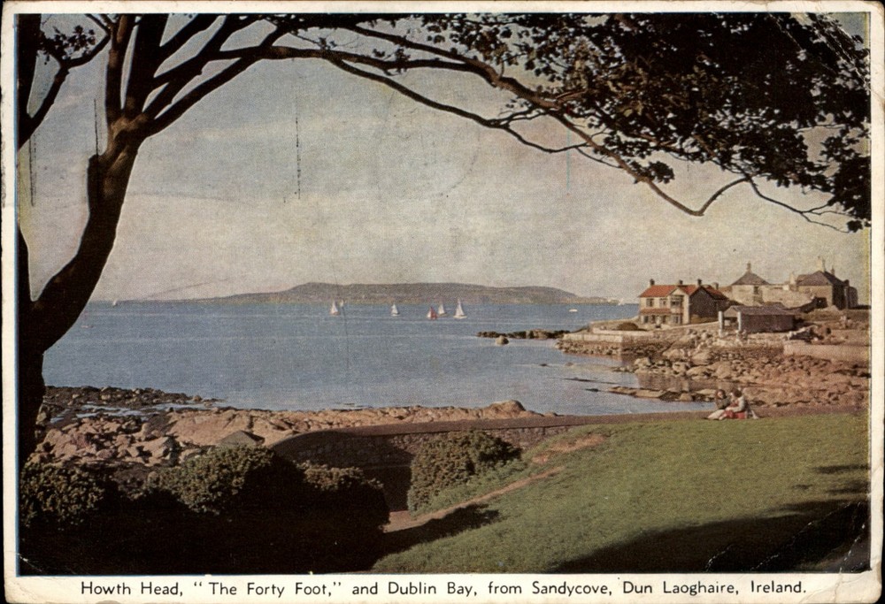 Howth Head Dublin Bay Sandycove Dun Laoghaire Ireland vintage postcard e651