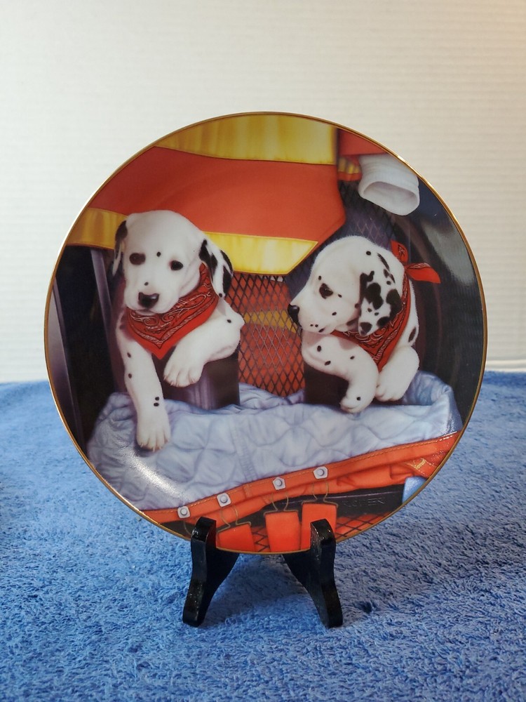 Danbury Mint ~ 'Pups N Boots' by Marty Roper Dalmatian Plate B7662 ~ Fire Capers