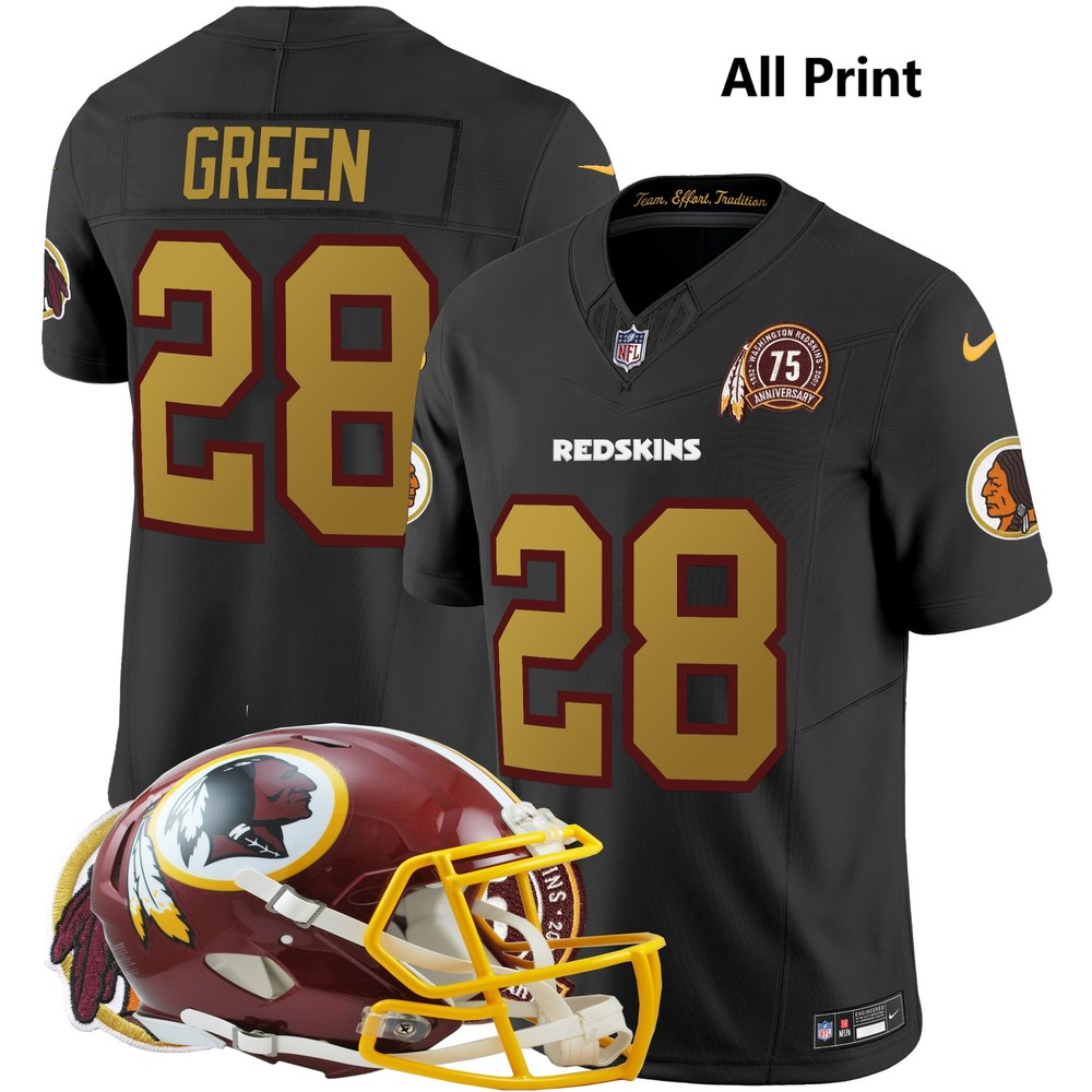 Washington Redskins Darrell Green 75th Patch Throwback All-Print Jersey #28