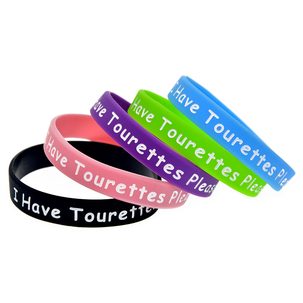 4x Medical Alert I Have Tourettes Please Be Patient Silicone Bracelets Awareness