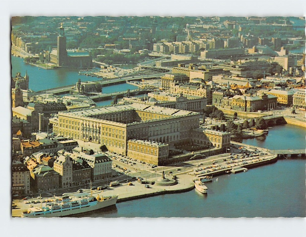 Postcard Aerial View Royal Palace & Town Hall Stockholm Sweden