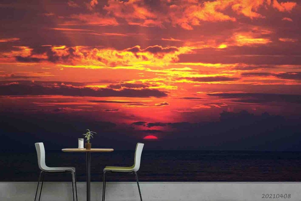 3D Sky Sea Sunset Landscape Wall Murals Wallpaper Murals Wall Sticker 10