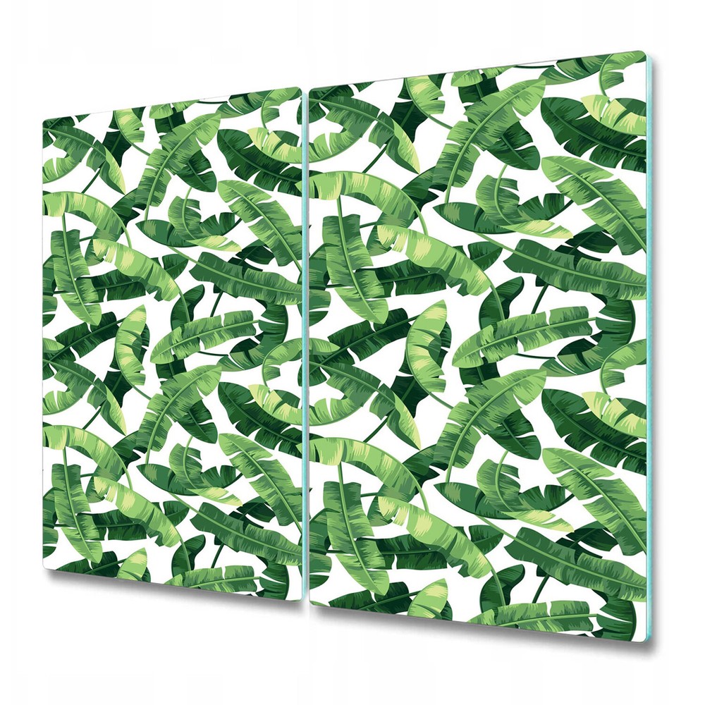 Glass Worktop Saver with Vintage Tropical Banana Leaf Design 2x30x52