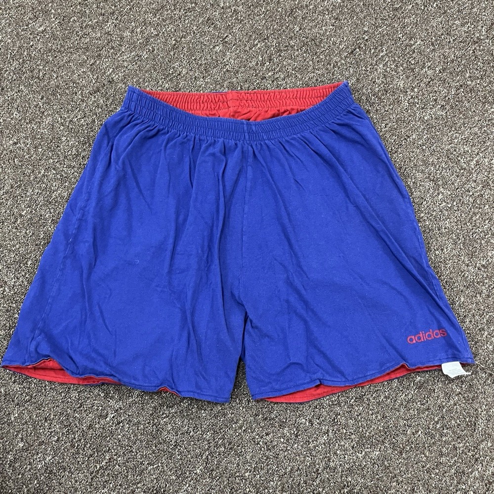 Vintage 80s 90s Adidas Sweat Shorts Blue Cotton Lined Mens Large 5”