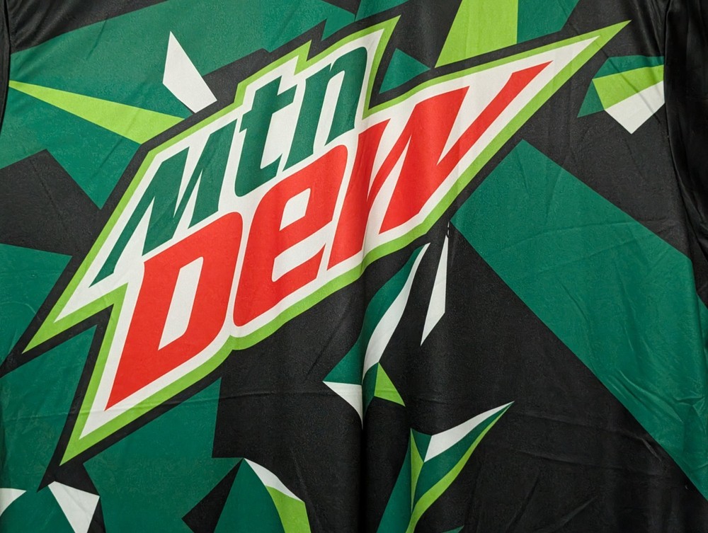 Mountain Dew Men's T-shirt Omni Source Marketing Geometric Jersey Black 2XL 6440