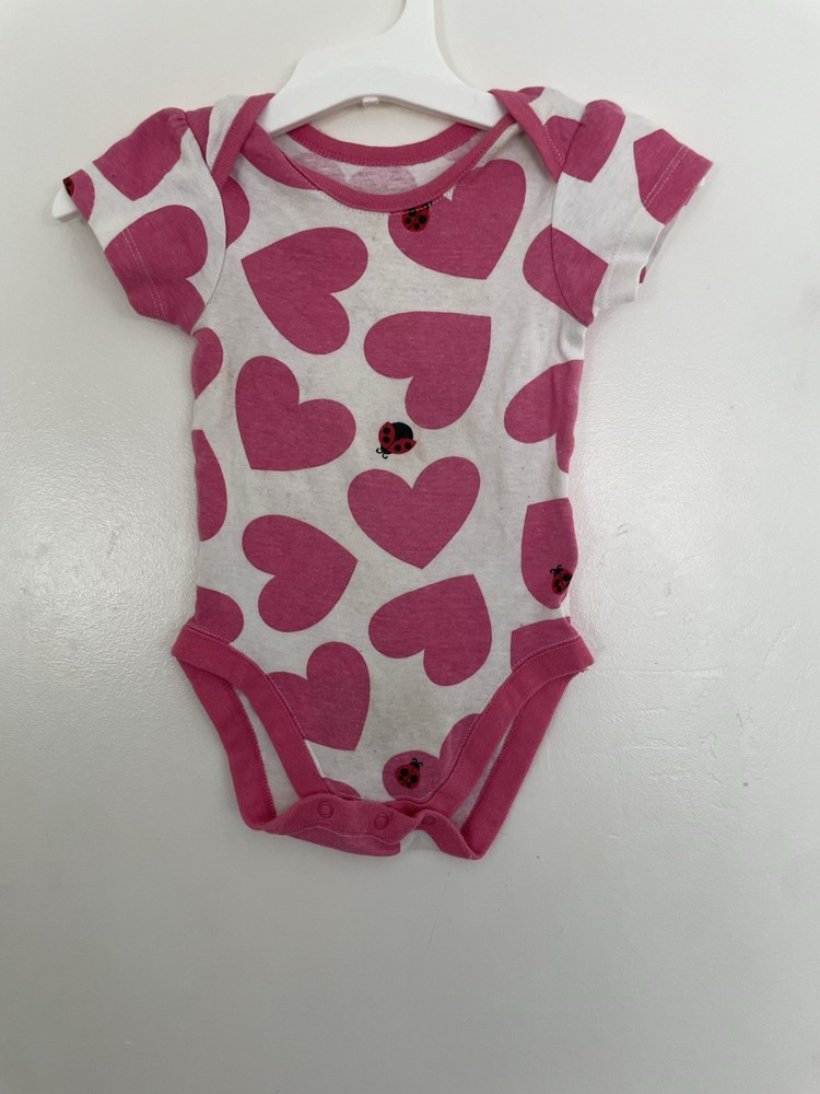 TCP Baby Girl Allover Ladybug Hearts 100% Cotton Short Sleeve Bodysuit Pink 6-9M