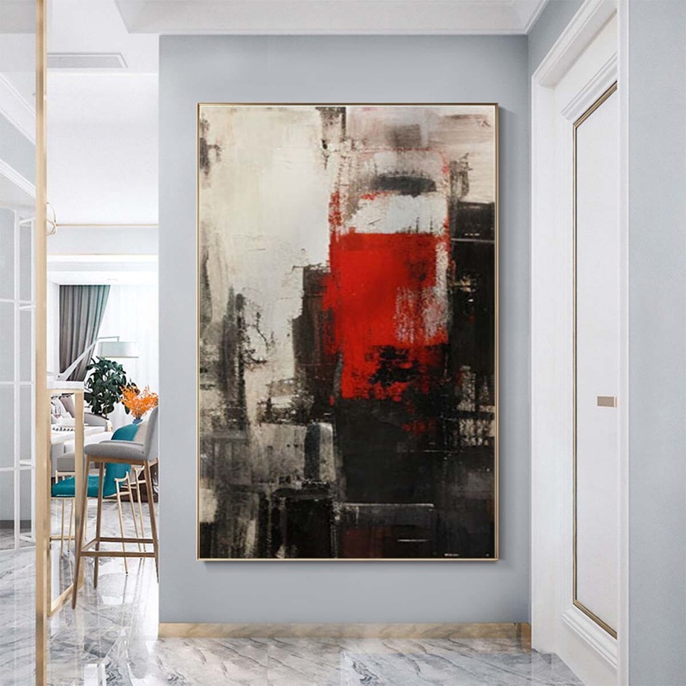 Thick Oil Knife Black Abstract Oil Painting On Canvas Hand Painted Modern Wall