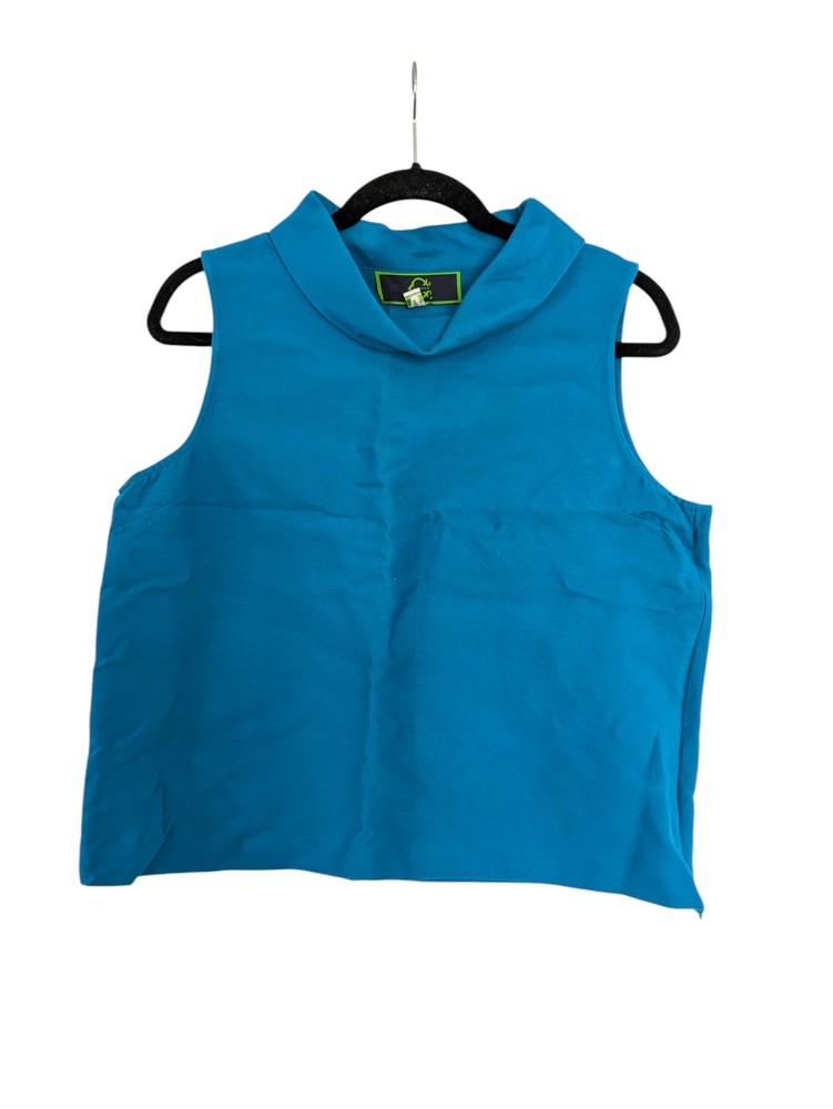 C Wonder by Christian Women's Sleeveless Mock Neck Top Blue Women's Size 10