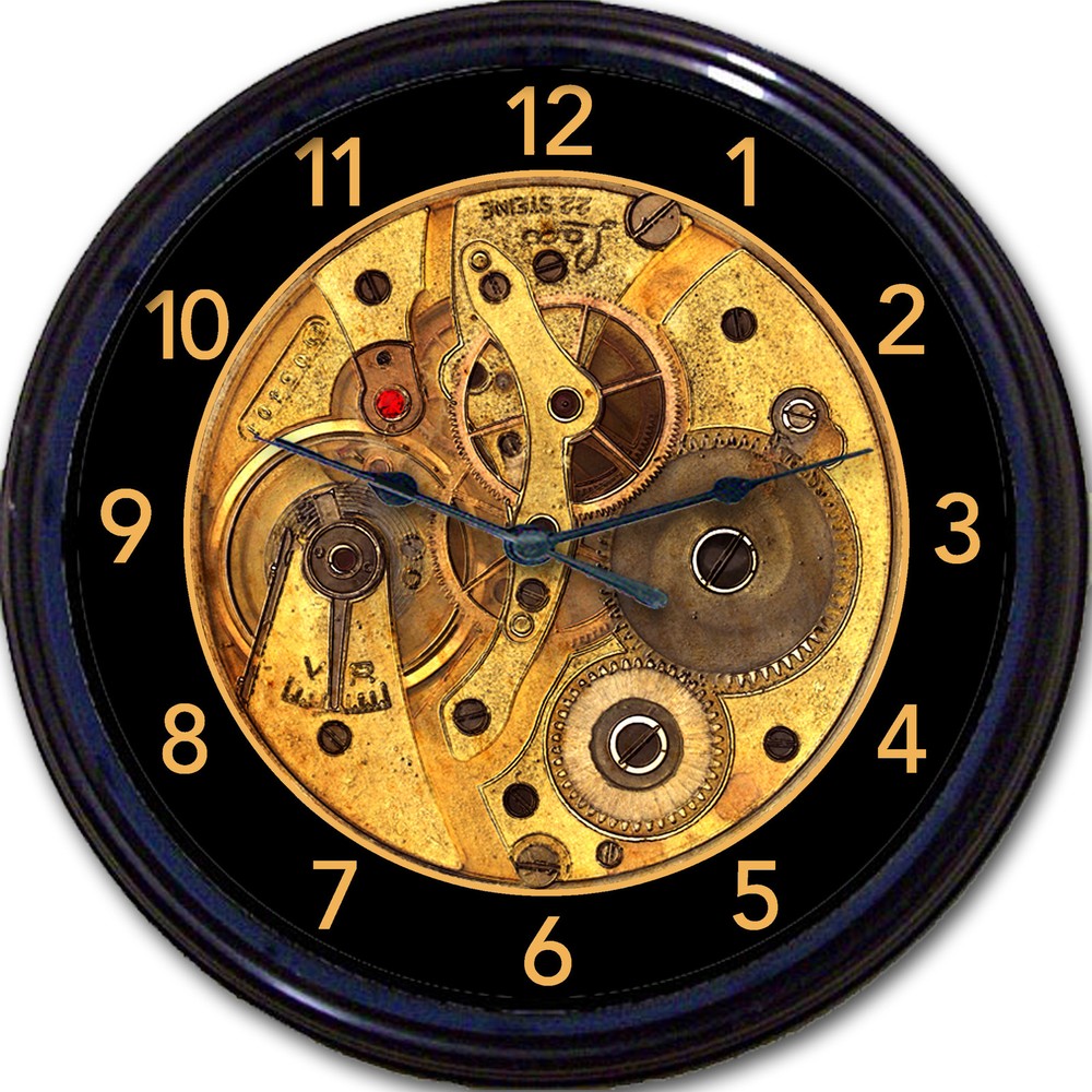 Steampunk Gears Gothic Wall Clock Image of Clock Works Vintage Victorian Goth