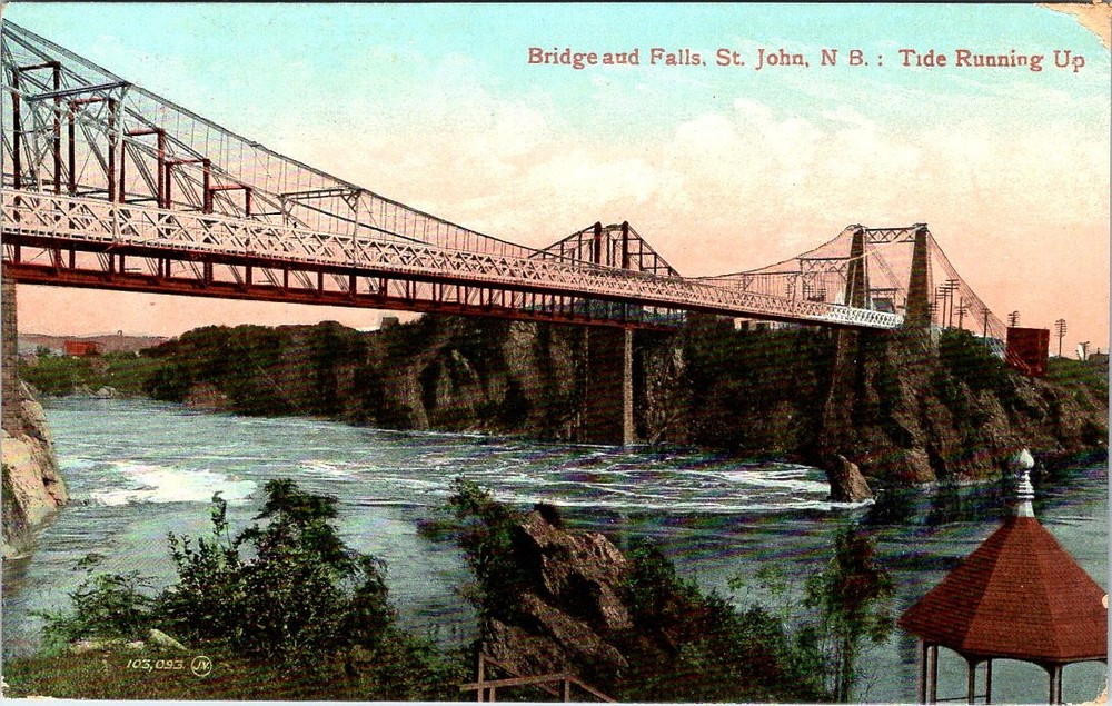 Bridge and Falls, ST. JOHN, New Brunswick, Canada Postcard
