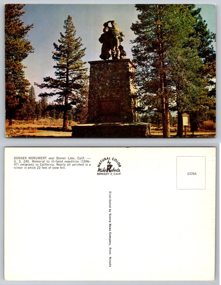 Donner Monument, Donner Lake, California Vintage Postcard Mike Roberts