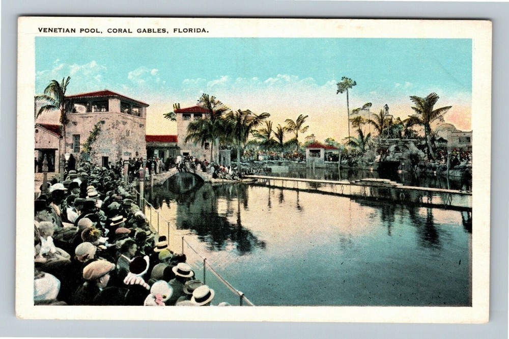 Coral Gables FL-Florida, Venetian Pool Vintage Souvenir Postcard