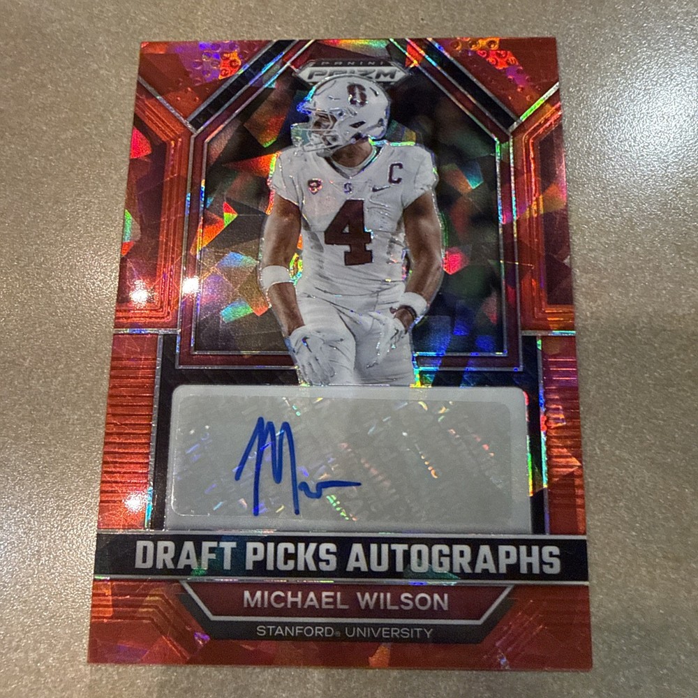 2023 Panini Prizm Draft Picks Red Ice Michael Wilson Cardinals Rookie Auto RC
